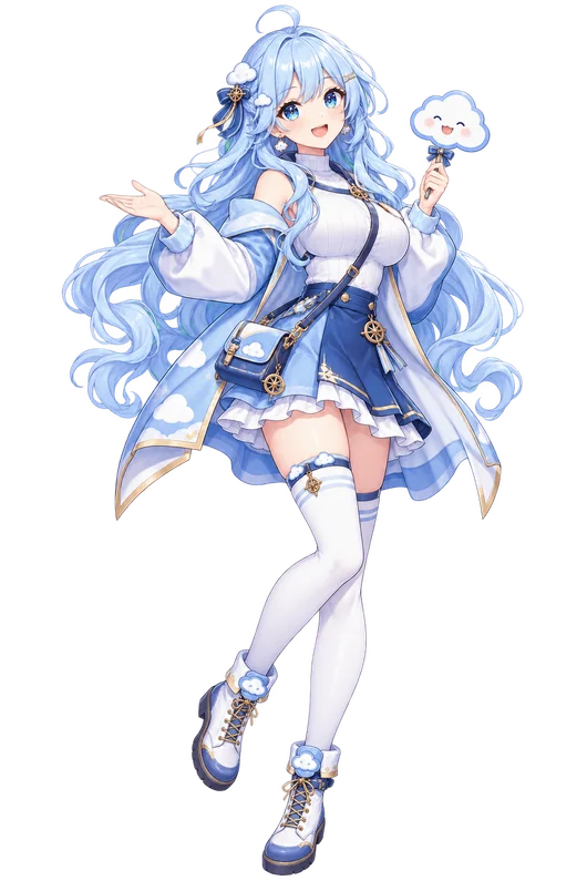 蓝色云朵主题原创动漫角色